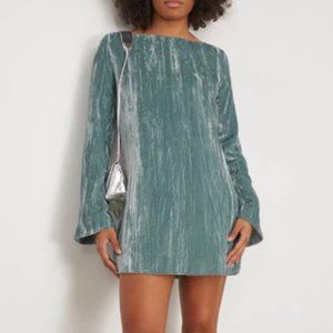 Loulou Studio Velvet Alava Short Velvet Dress M - Aqua NWT